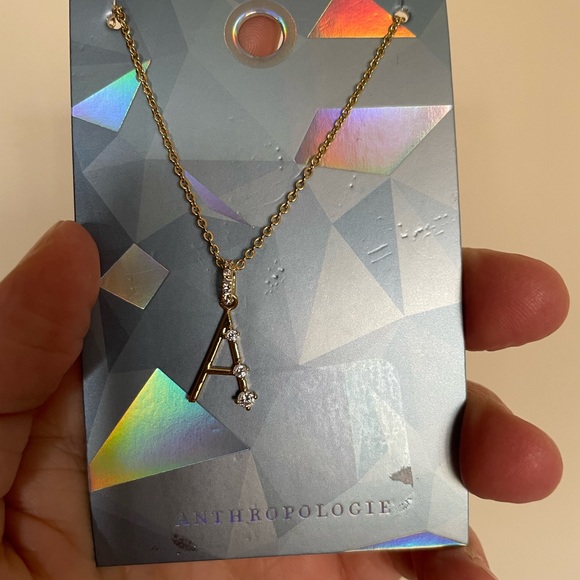 Anthropologie Pavé Monogram Necklace Letter A - Picture 2 of 4